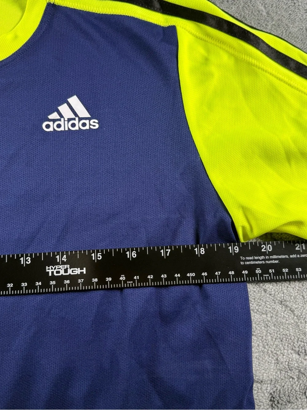Adidas Climacool Athletic Size M T-Shirt Blue Neon Yellow Graphic Shoe Logo